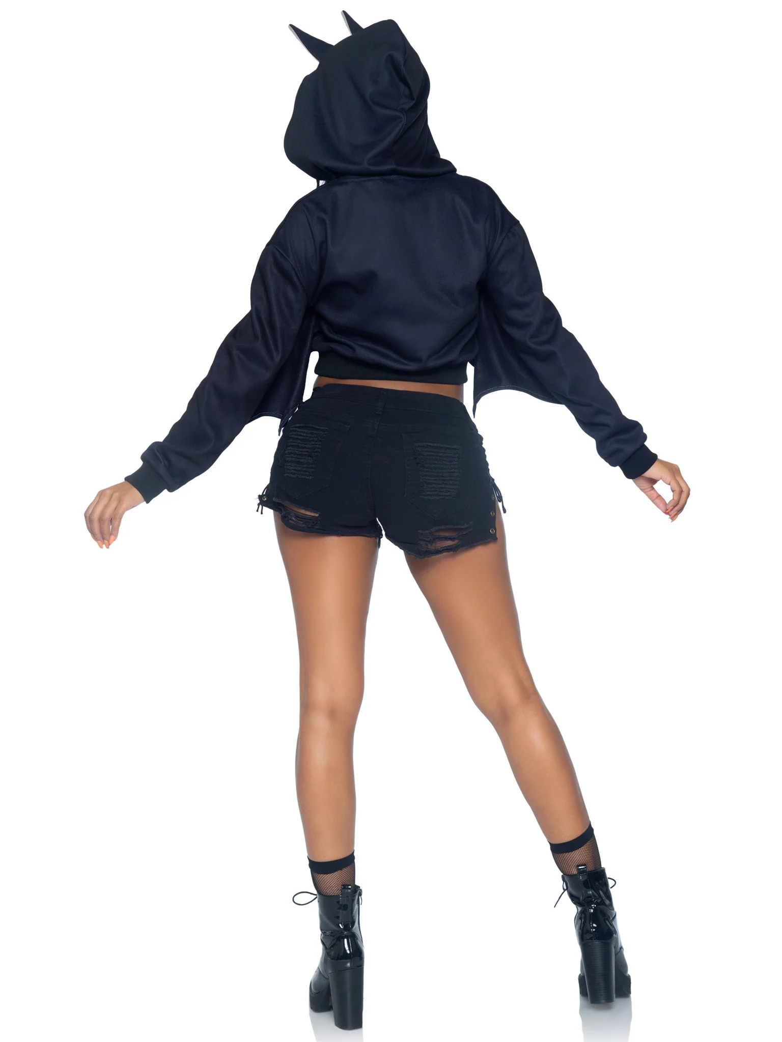 Bat Cropped Hoodie With Wings - Image 5