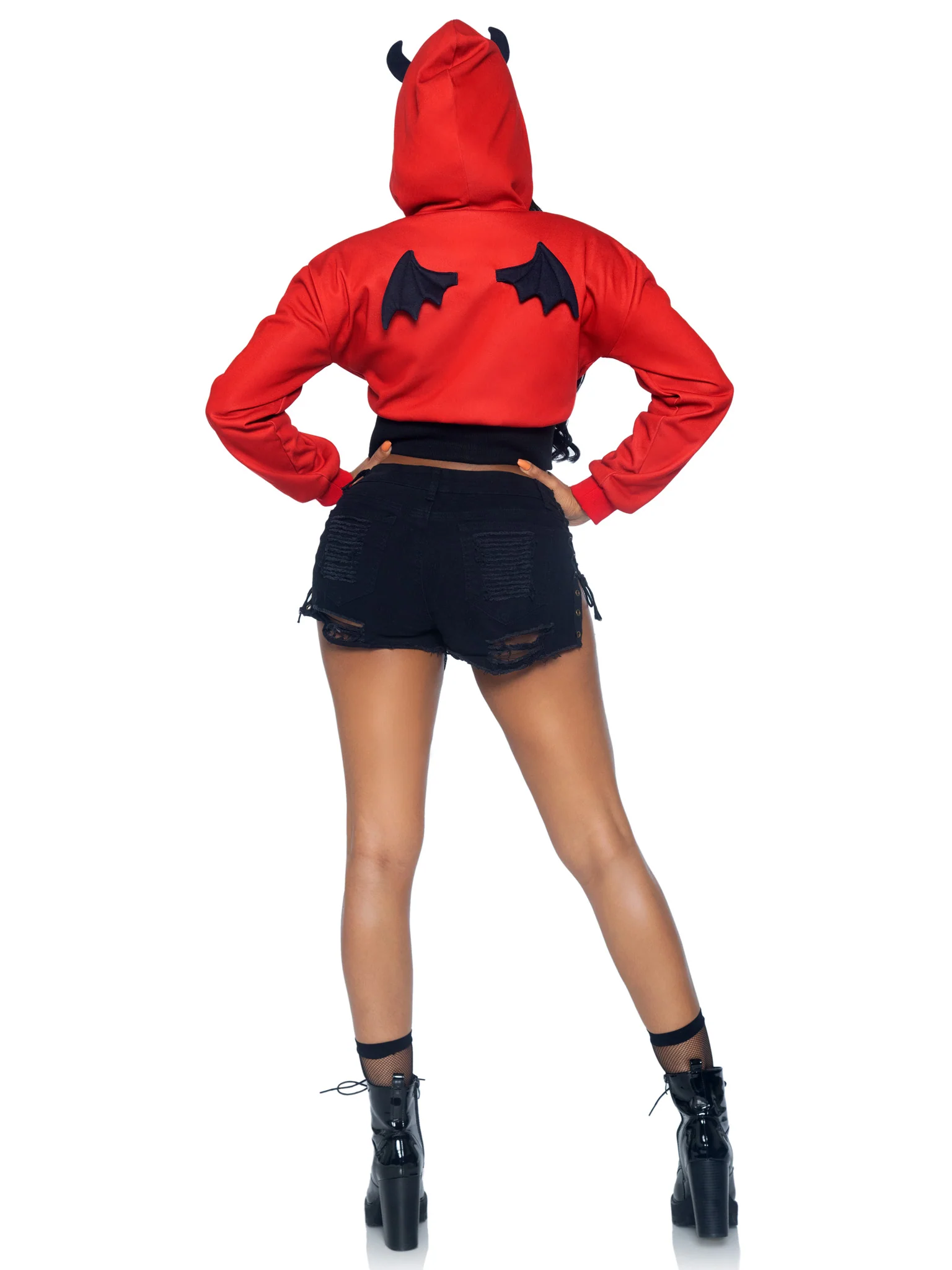Devil Cropped Hoodie With Wings - Image 4