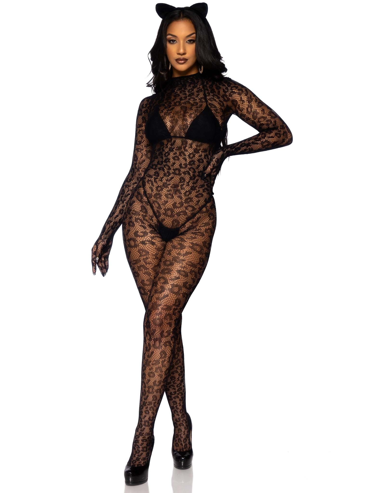 Gloved Leopard Catsuit - Image 5