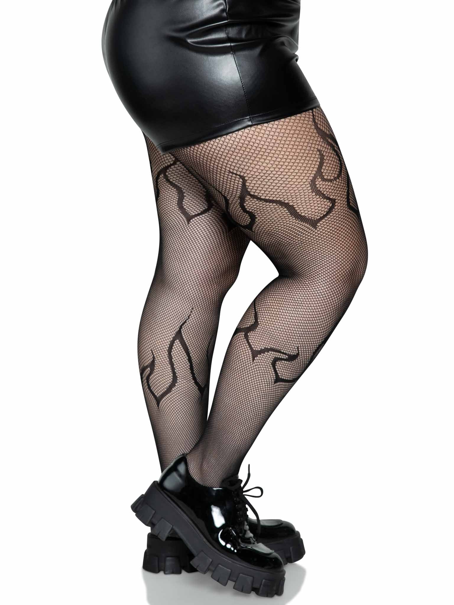 Flame Plus Fishnet Tights - Image 3