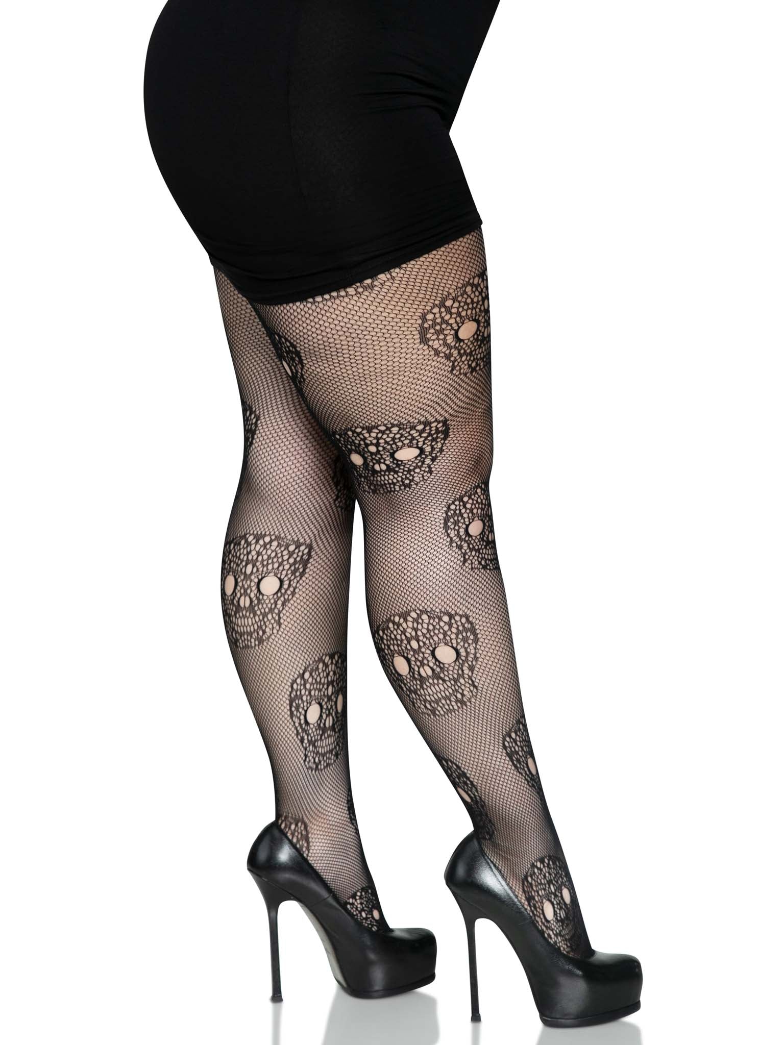 Calavera Plus Lace Skull Tights - Image 3